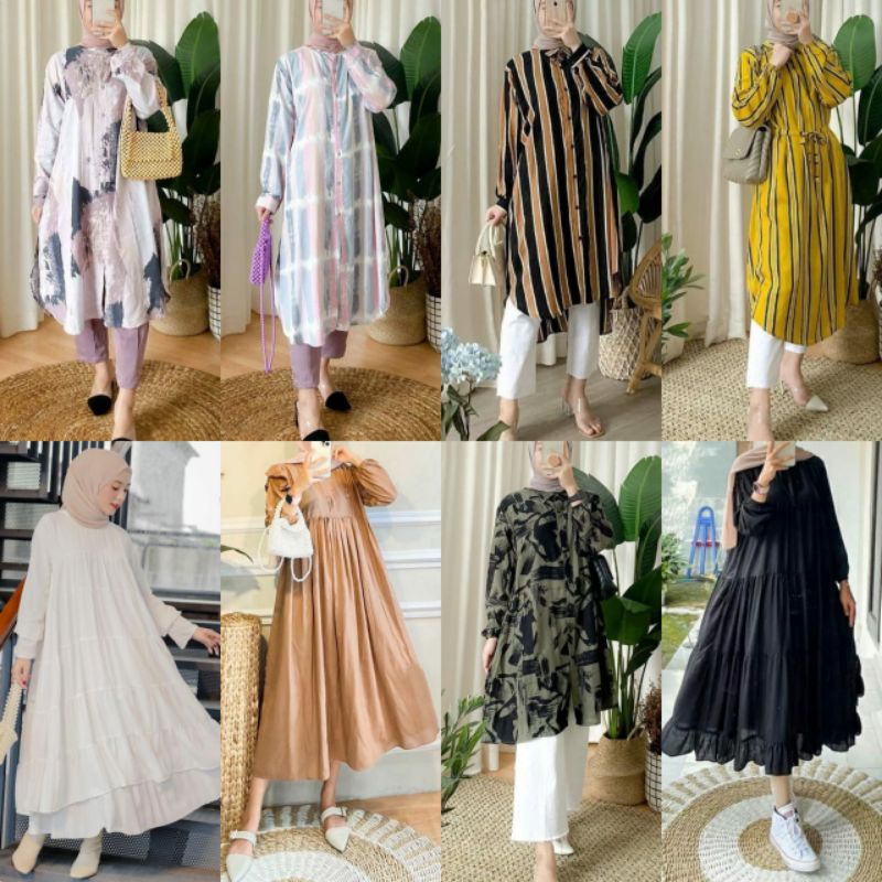 LONG TUNIK RAYON PREMIUM MOTIF TERBARU / TUNIK RAYON PREMIUM