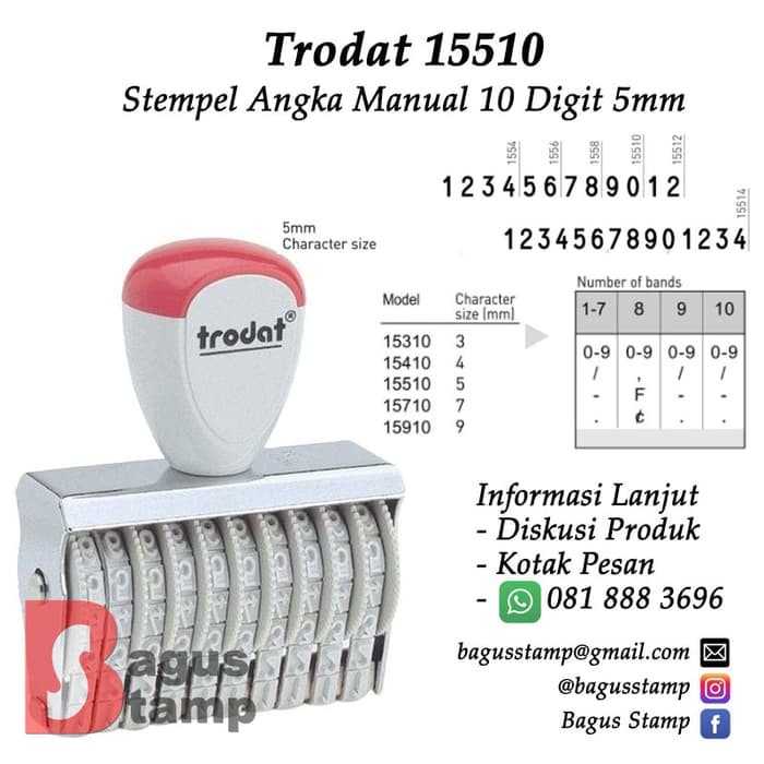 

Stempel Angka Manual 10 Digit 5mm Trodat 15510
