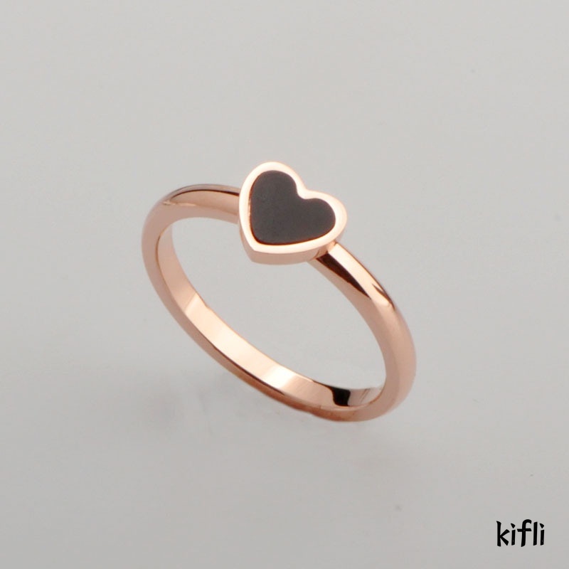 Cincin Bentuk Hati Bahan Titanium,Lapis Rose Gold Gaya Korea