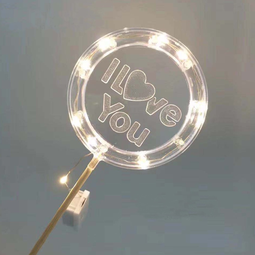 Lampu Malam Desain I Love You Bahan Akrilik Untuk Dekorasi Kue Ulang Tahun / Pernikahan