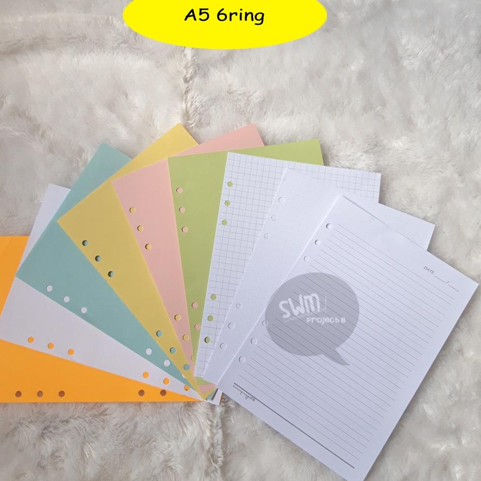 

[KODE PRODUK I7DGE9848] A5 6ring - isi binder refill loose leaf kertas file filler color warna polos bergaris kotak titik