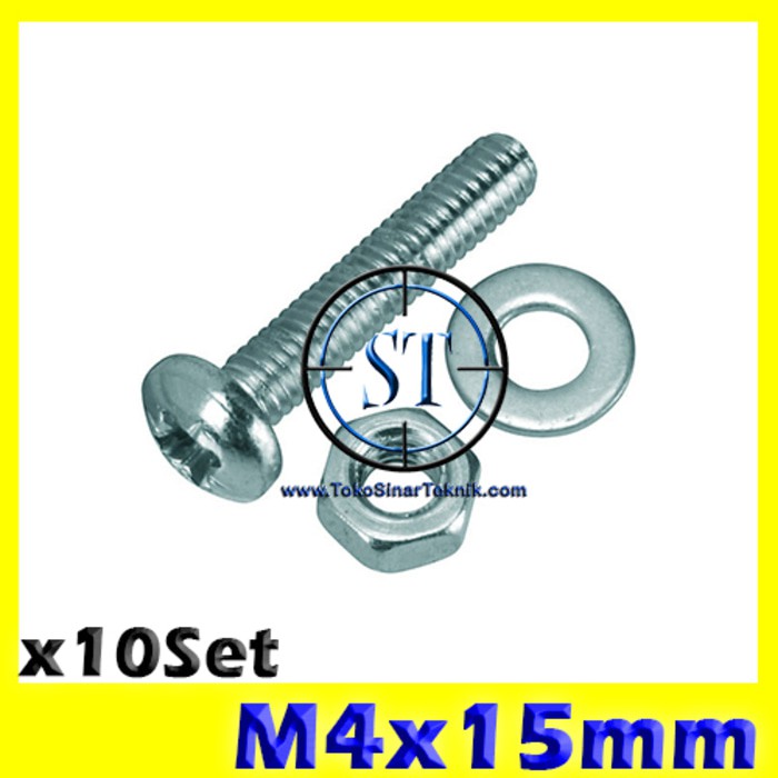 x20 Set Baut Mur Ring M4 x 15mm JP 4x15 4x15mm 4 x 15 4 x 15mm ISI 20 BUAH