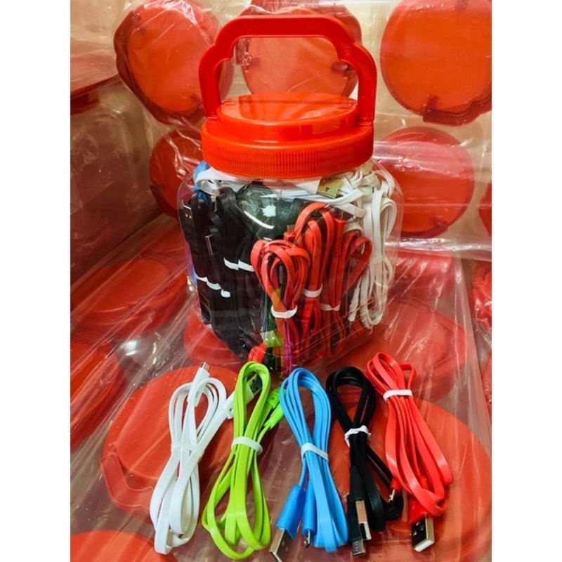 Kabel data toples gepeng warna warni Micro usb, beli 50pcs free toples