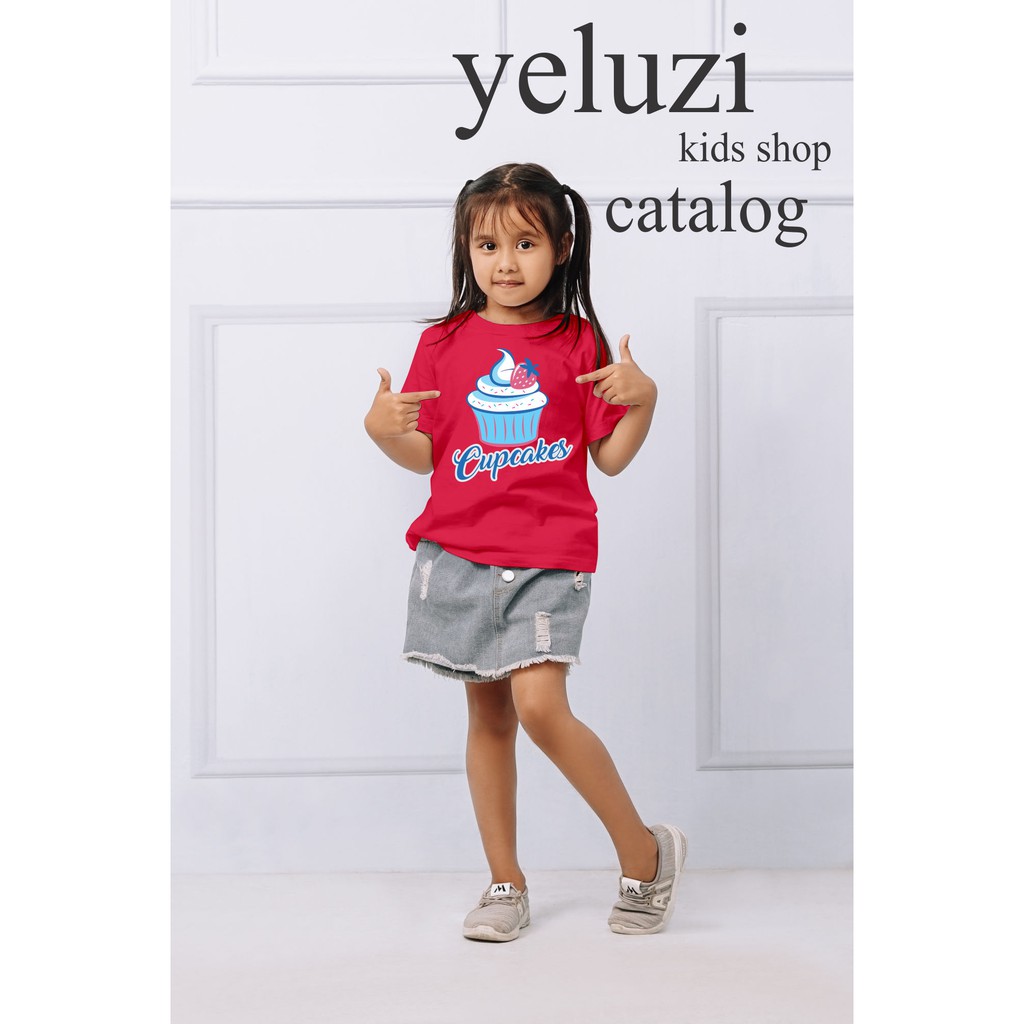 Kaos Baju Atasan cewe perempuan Capcakes pink yeluzi