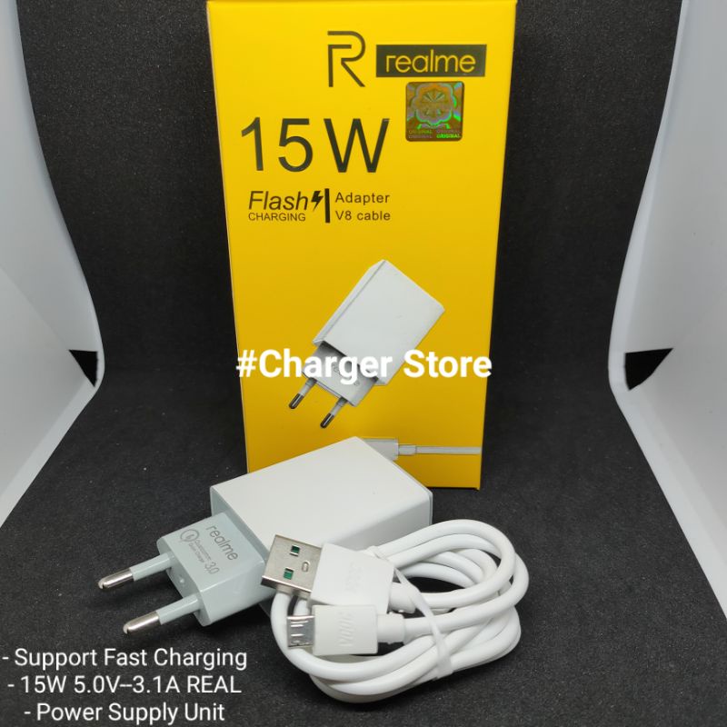 Charger Realme 15W 3.1A Fast Charging Fast Charger 3.0 ORIGINAL Micro USB