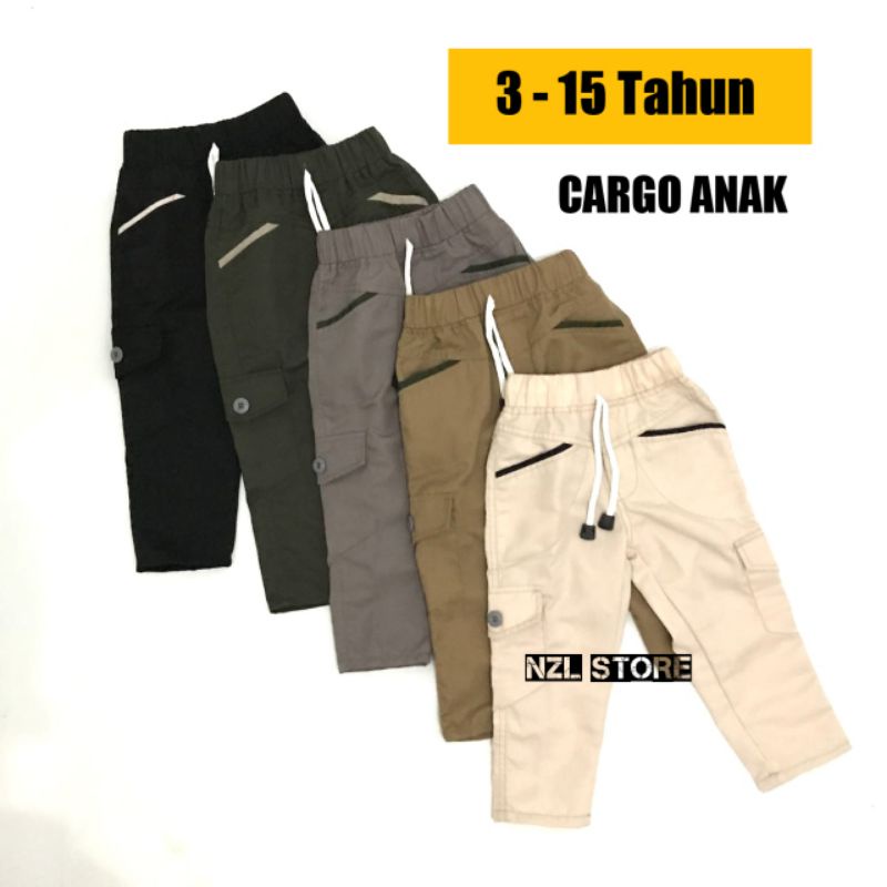 (BISA COD) Celana Chino Cargo Anak Panjang Original Usia 1-15 Tahun Cewe Cowo