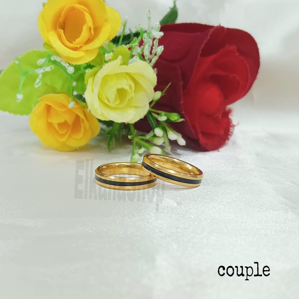 CINCIN COUPLE TITANIUM BLACK BERKELAS PERHIASAN ANTI KARAT&amp;ANTI LUNTUR