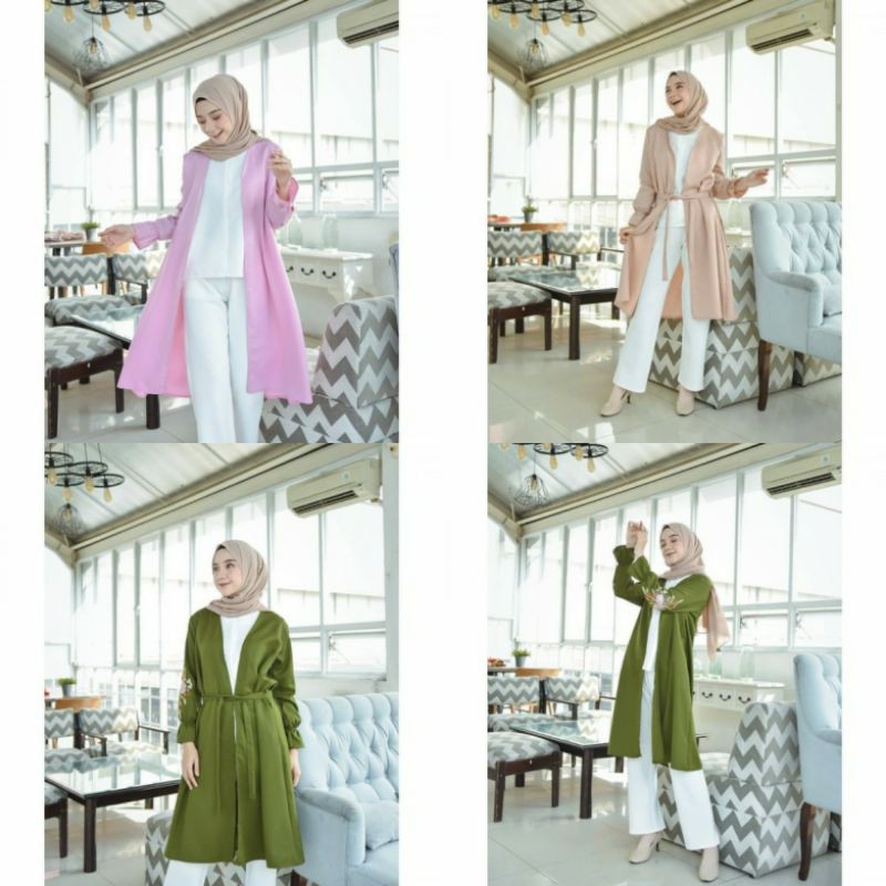 Baju Outerwear wanita Terbaru  Zanilla set Bordir Tunik Muslim Kekinian