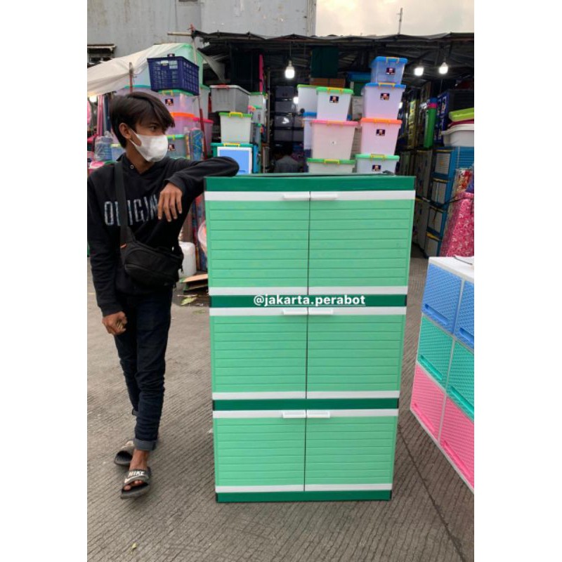 Lemari Club' Susun 3 Minimalis / Lemari Pakaian / Lemari Plastik / Lemari Cabinet Susun 3
