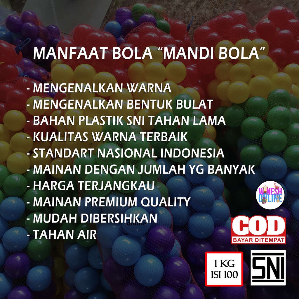 (SNI) 1kg 200 pcs Bola Warna Plastik / Bola Mandi Bola