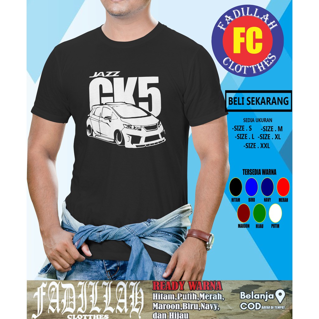 Kaos Mobil Honda Jazz GK5 Siluet Baju Otomotif