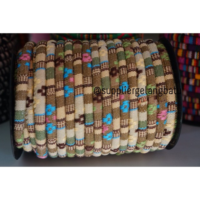 Tali Tenun Tribal songket Pattern / Ethnic Stitched Fabric Cord meter variasi warna kerajinan tangan