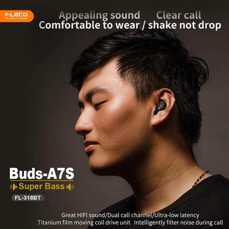 Promo! Handsfree Headset Earphone bluetooth TWS Fleco A7S 5.0 with mic stereo bluetooth superbass