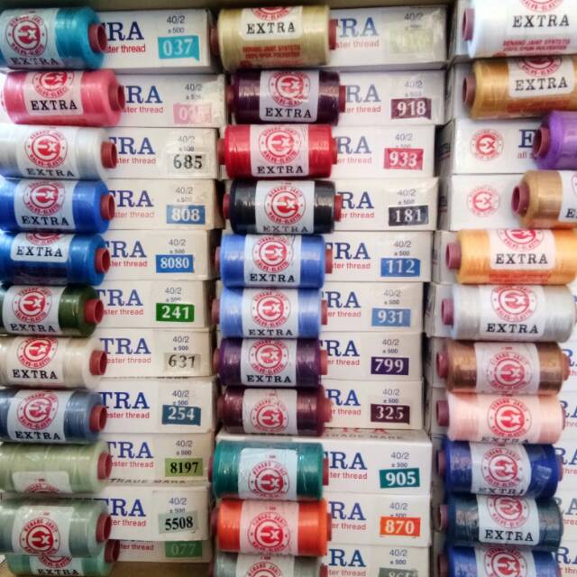 Benang jahit extra lusinan (boleh campur warna) / benang extra 500 yard / benang jahit