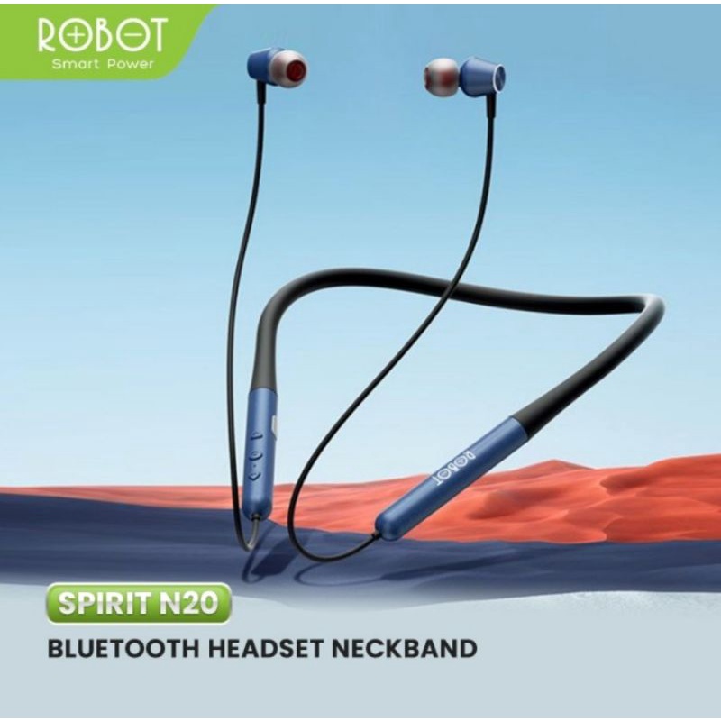 ROBOT N20 Bluetooth Neckband Earphone Magnetic Earbuds Garansi 1 Tahun