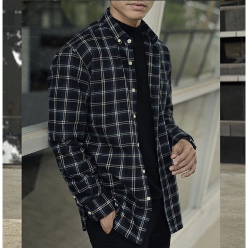 Kemeja Flanel Impor Pria Distro Flannel Lengan Panjang Pria,Kemeja Kotak Kotak Pria Lengan Panjang-2