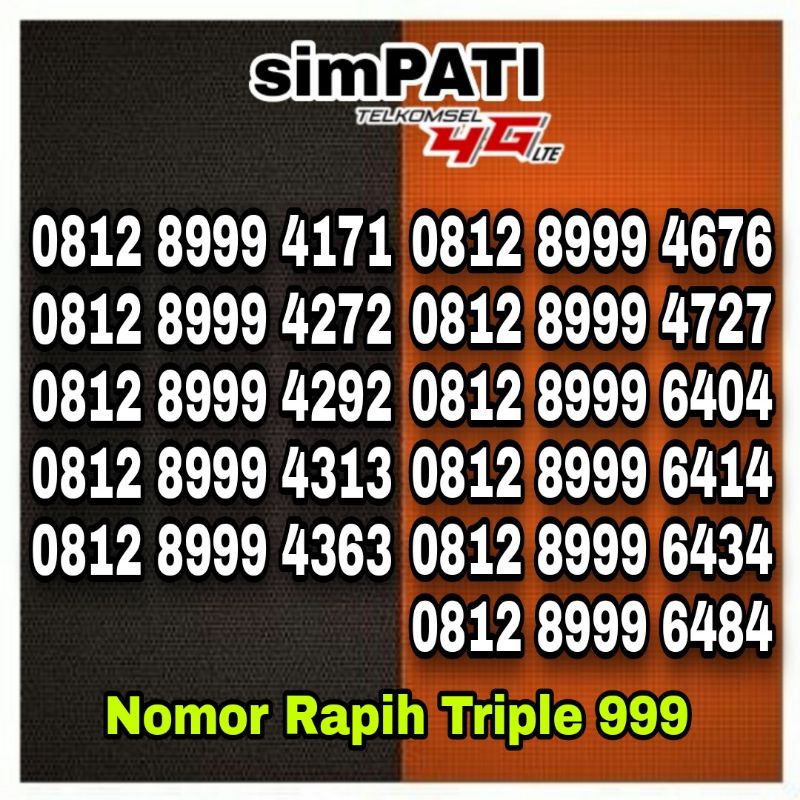 Nomor Cantik Simpati 0812 8999 xAxA Kartu Perdana Telkomsel Nomer Rapih Murah Meriah
