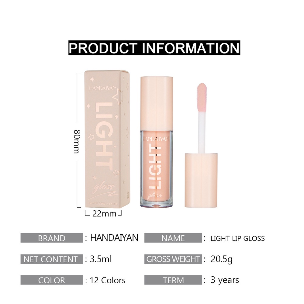 Handaiyan Lip Gloss Mirror Water Light  Long Lasting Waterproof Pelembab Lipgloss Liptint Lipcream