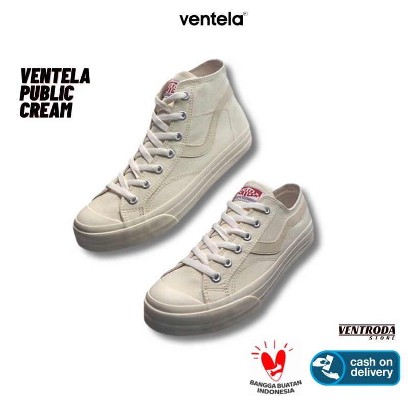 Sepatu Ventela Public High Low Cream Vantela Public Cream Original 100%