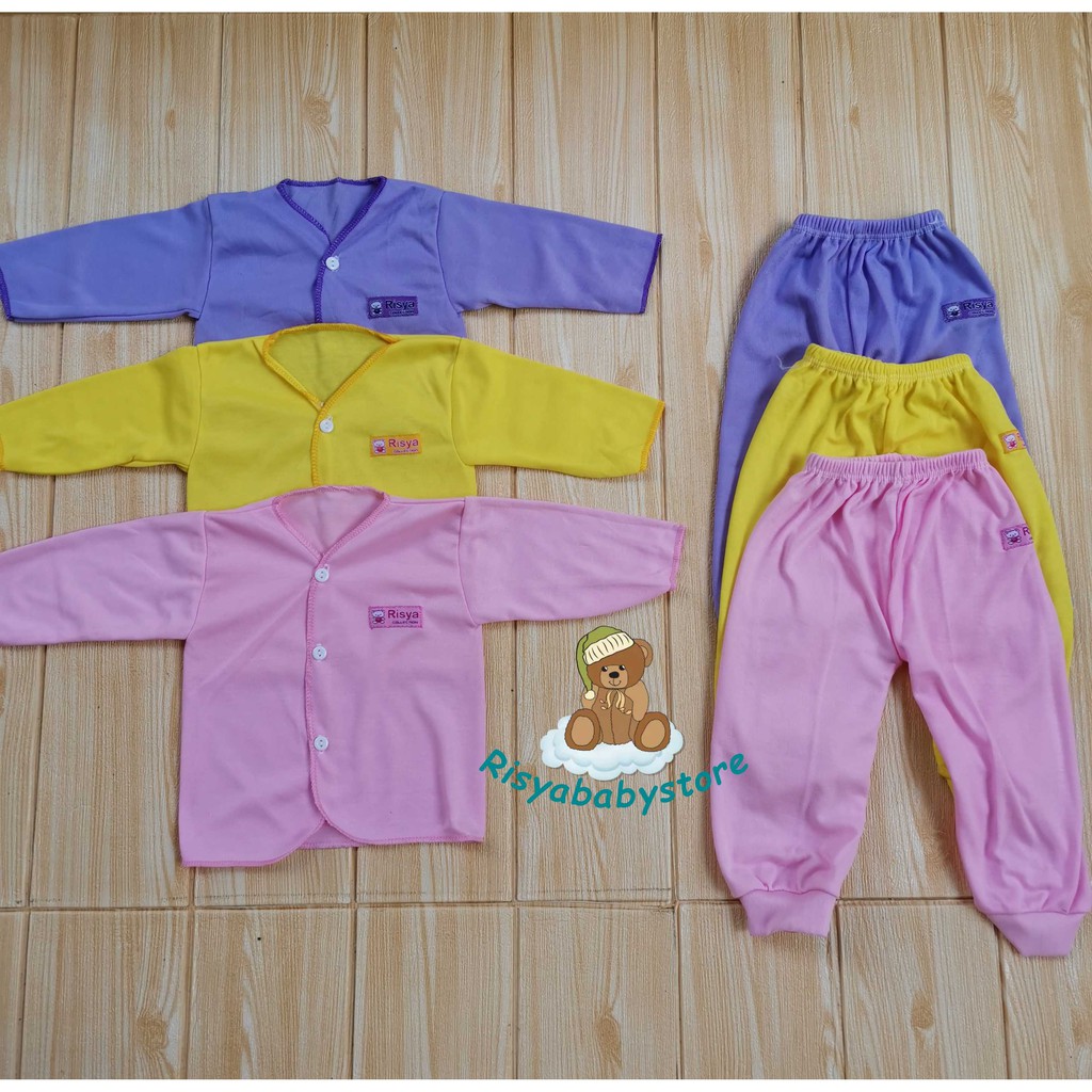 3 setelan baju bayi dan celana bayi baru lahir / baju bayi newborn lengan panjang