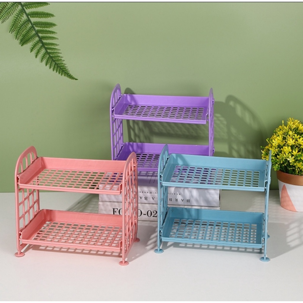 RAK PLASTIK 2 SUSUN - RAK KOSMETIK MINI - RAK MEJA SERBAGUNA 2 SUSUN