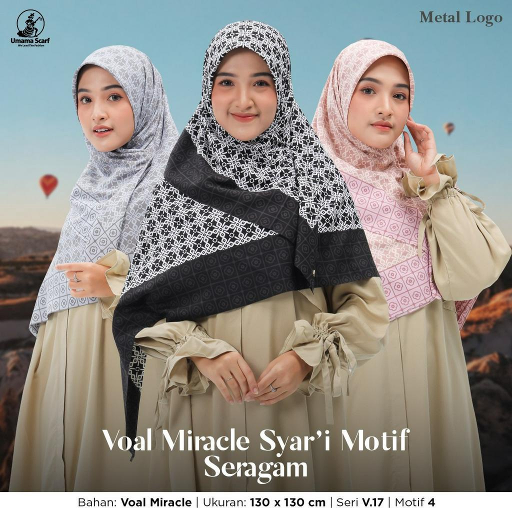 Hijab Segiempat Voal Miracle Syari Motif Original Umama Scarf 130x130cm