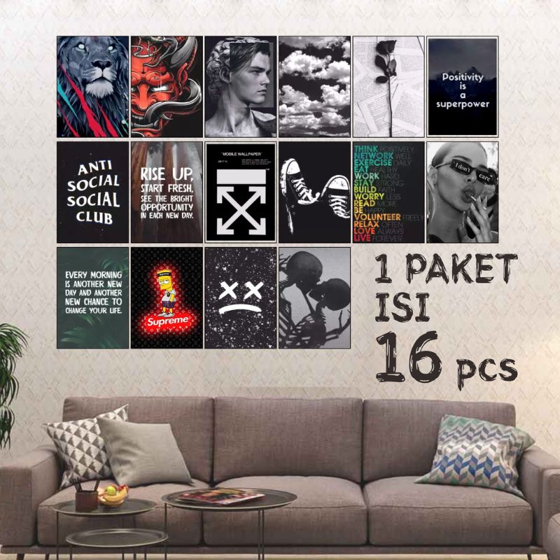 A4 Isi 16 Poster Dinding Kamar BLACK Ukuran A4 Poster Dinding Kamar Aesthetic