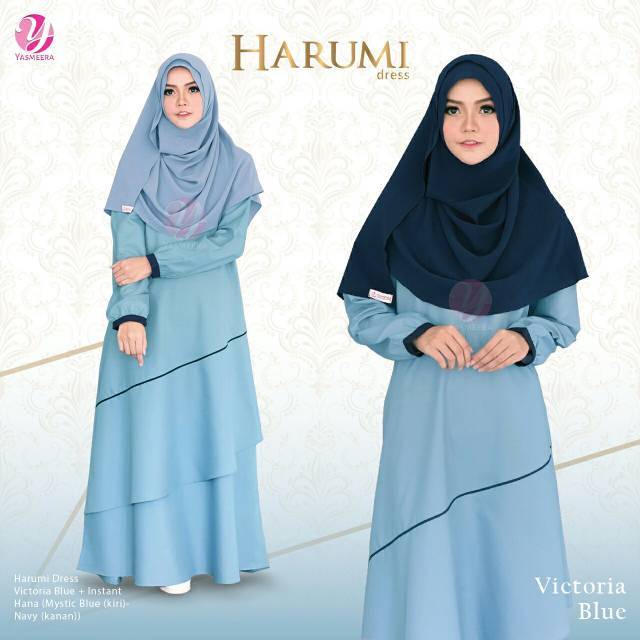 🌿 HARUMI Victoria Blue Dress - gamis Yasmeera - Gamis katun