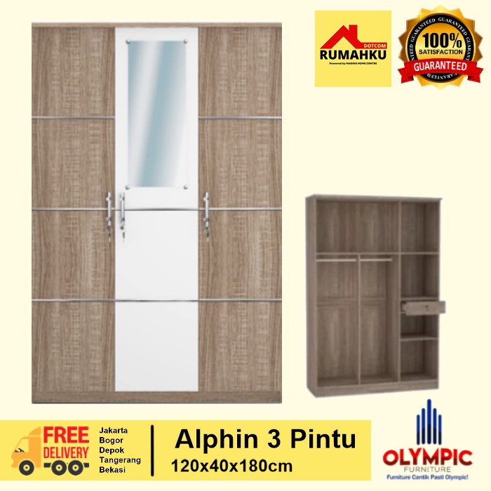 LEMARI PAKAIAN 3 PINTU - LEMARI PAKAIAN 2 PINTU - LEMARI PAKAIAN MINIMALIS - ALPHIN - OLYMPIC