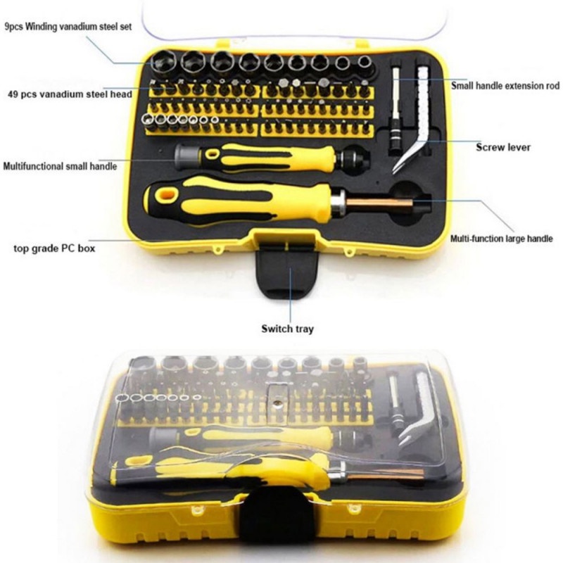 Obeng Set Box Reparasi Elektronik 70 in 1 Linggis Perkakas Portable