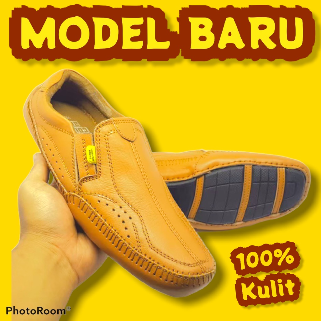 Sepatu Pantofel Pria Formal Kerja Kulit Asli Murah Crocodile Amazone Gaya Slip On Casual Pansus Cowo