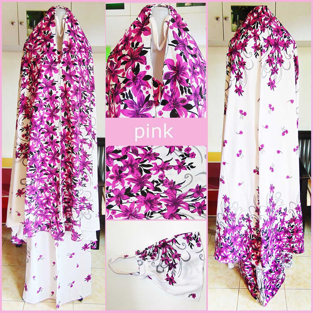 Mukena Bali G-656 motif Bunga Sepatu warna pink