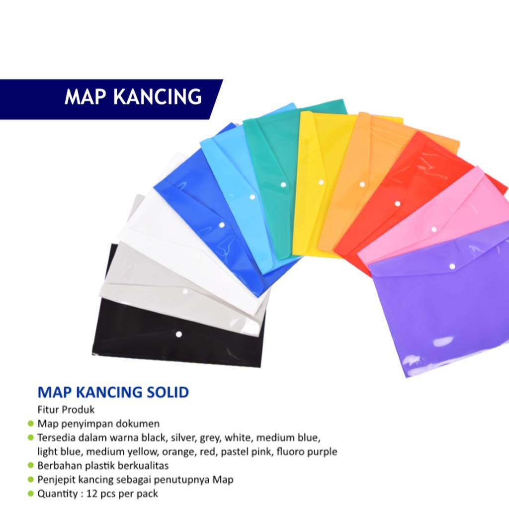 MAP PLASTIK KANCING 1 R & R WARNA SOLID TEBAL UK FOLIO