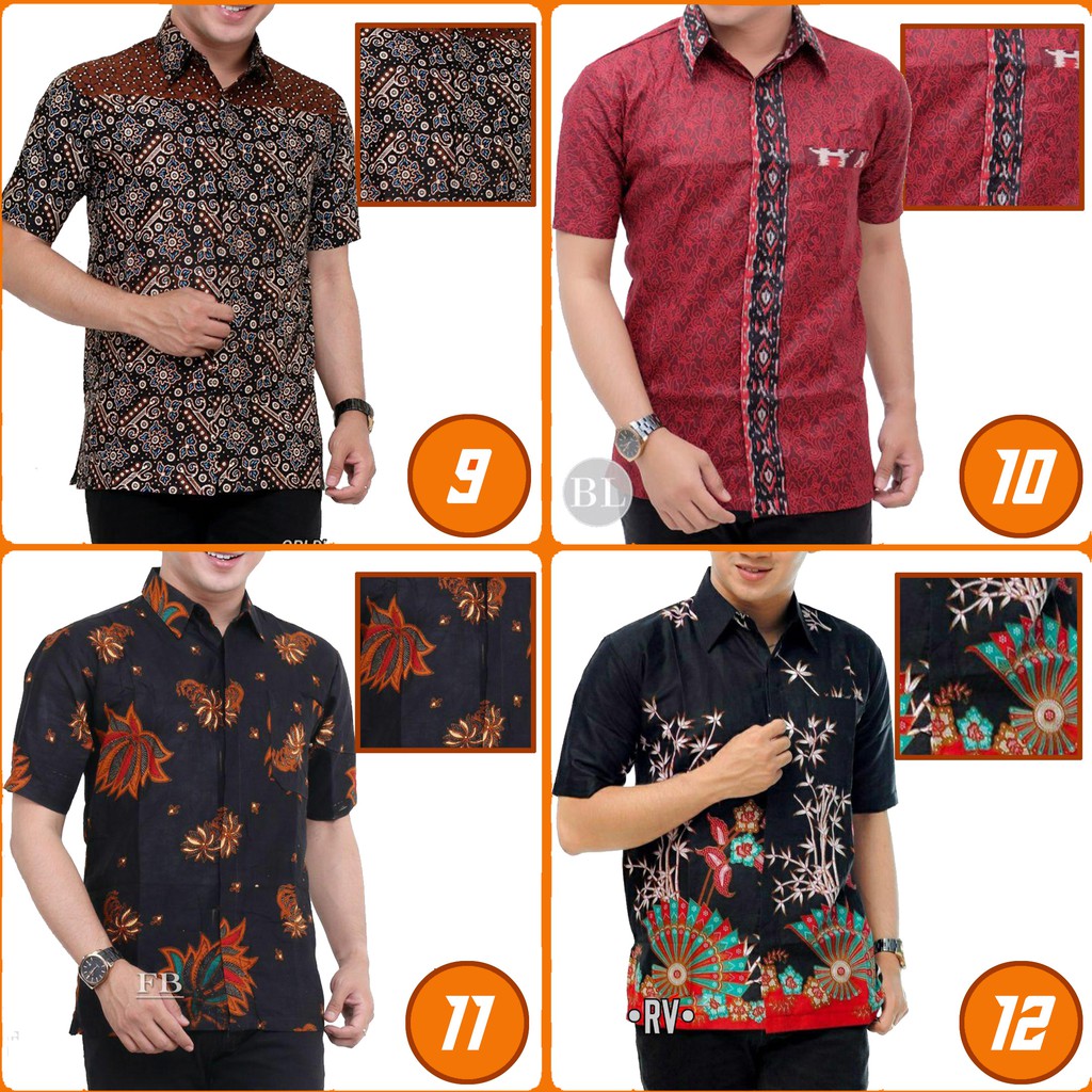 Kemeja Batik Baju batik Atasan Pria Lengan Pendek 15 Motif pilihan seragaman special promo 2019