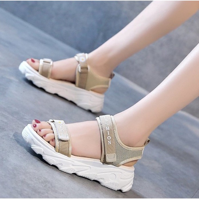 TBIG [COD] Sandal Wanita Import  2 Tali Strap FLOWER Sandal Tali Korea Style Santai Wanita