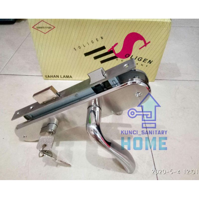 Kunci Pintu Komplit Soligen Bahan Full Stainless / Gagang Pintu Stainless Soligen / Handle Soligen