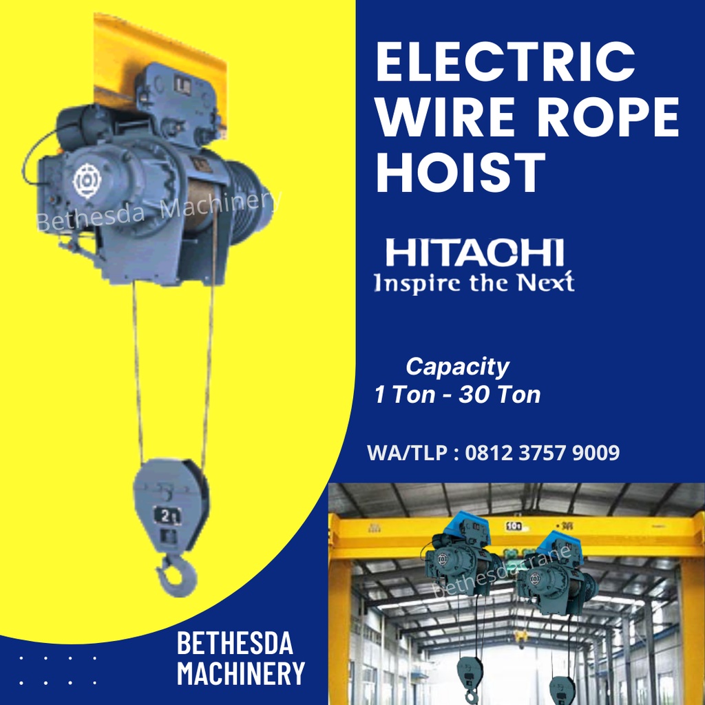 Hoist Wire Rope 1 Ton 2 Ton 3 Ton Merk Hitachi