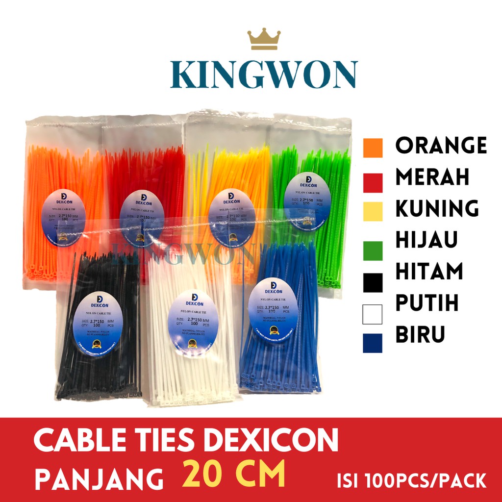 KABEL TIE CABLE TIES 20 cm isi 100 PCS 3.6X200 MM WARNA WARNI