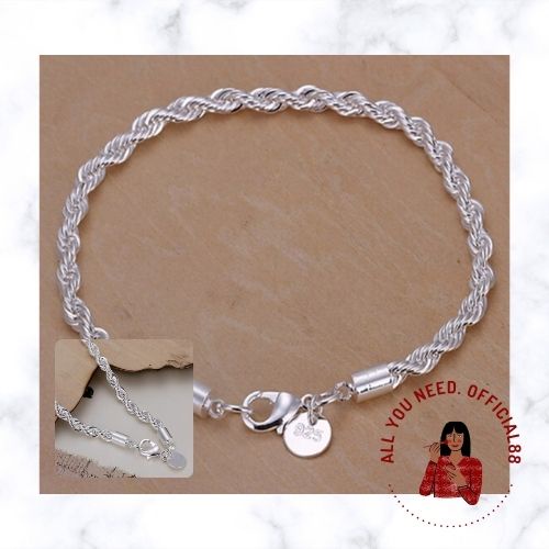 ✿AYN✿ FA105 Gelang Ulir  / Gelang tambang monel putih/Gelang Tambang lilit