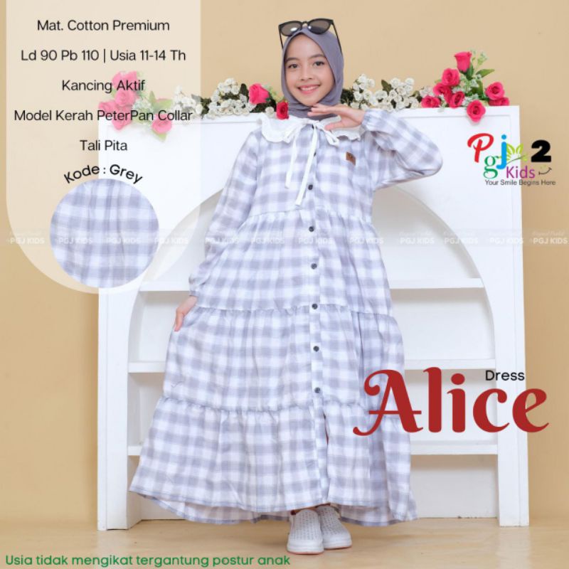 dress anak umur 11-14 Alice dress katun premium by pgj hijab solo