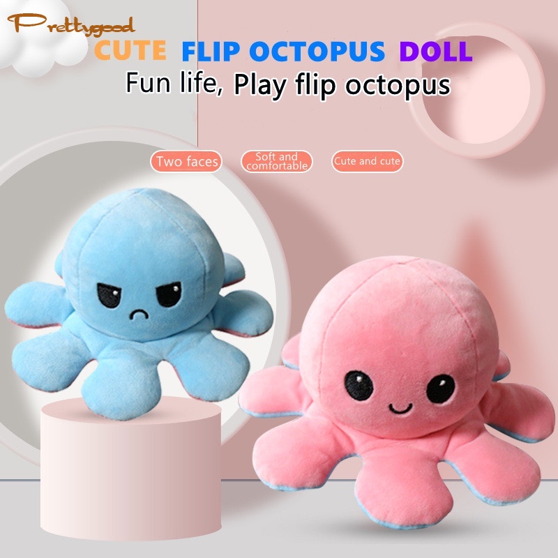 Boneka TikTok Reversible Octopus Cumi Gurita Warna Bolak Balik Soft Yelvo - PD