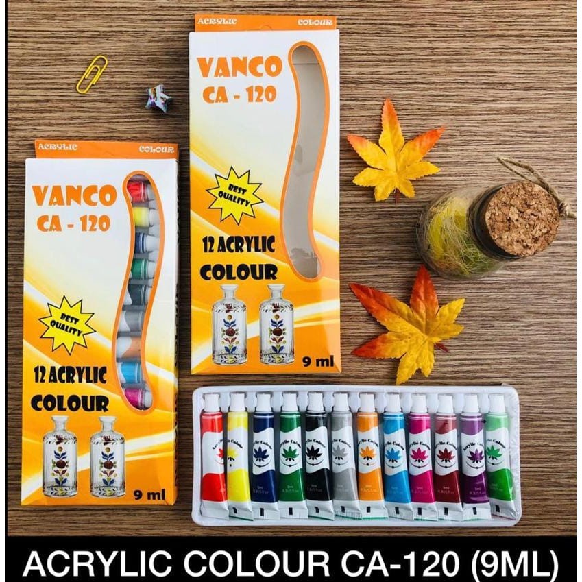 

AS888 - VANCO Acrylic Color Paint Cat Akrilik 12 Warna Colors 9ML ORIGINAL