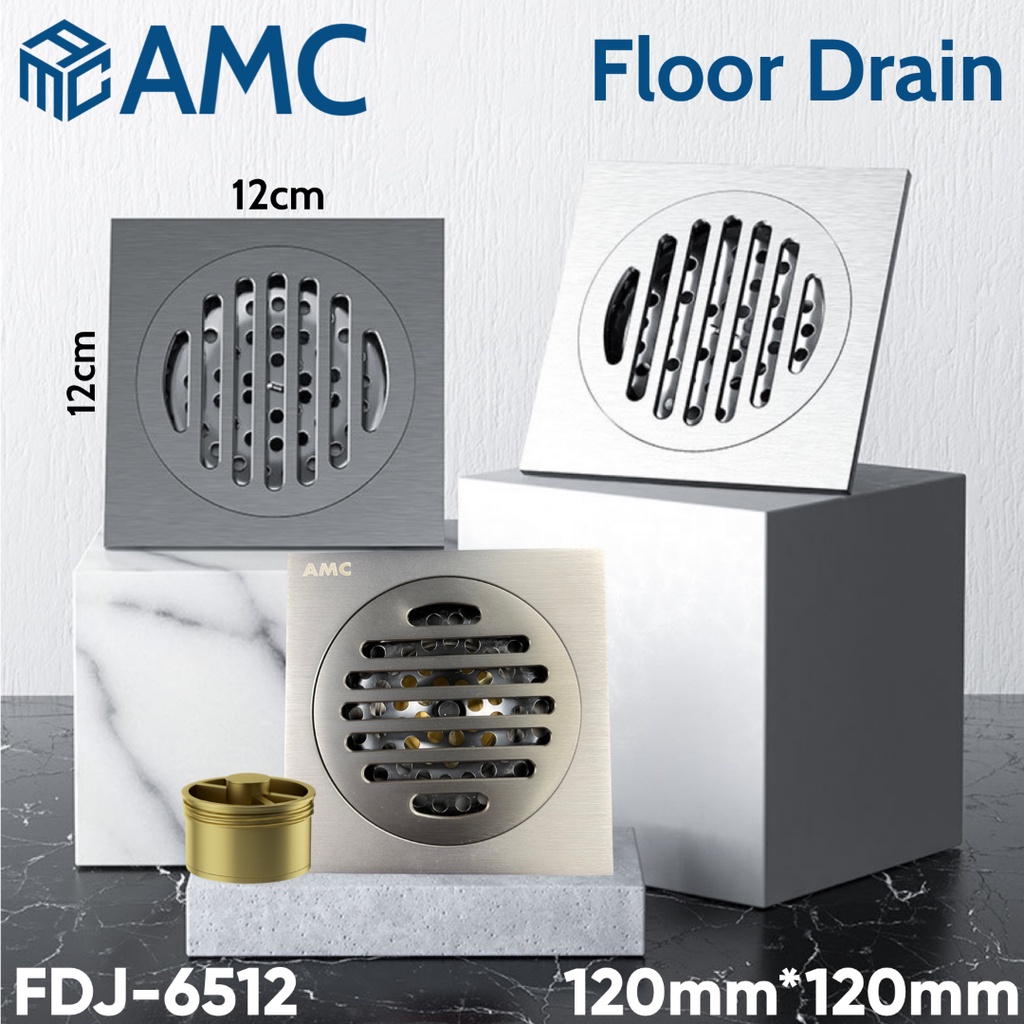 AMC FDJ 6512 12cm x 12cm Smart Floor Drain Strainer Saringan Got Kamar Mandi Anti Bau