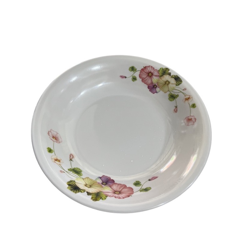 piring lontong melamin 519/ piring 9”/ piring makan/ motif bunga rose/ putih tebal/ tempat makanan