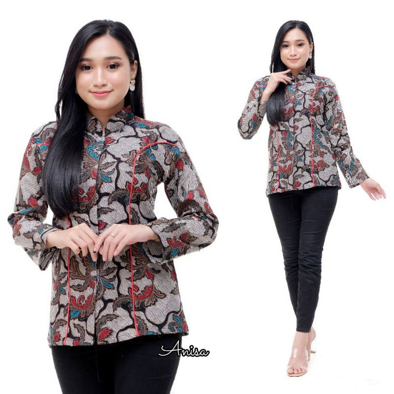 [ TERBARU ] ATASAN BATIK WANITA KERJA KANTOR ORI SHABIRAH BATIKSOLO BLOUSE BLUSEBATIK BATIKMODERN-AN6