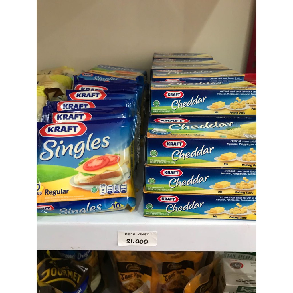 Keju Kraft Single Slices Isi 10 Lembar 170 gr / Cheddar Batang 175 gr