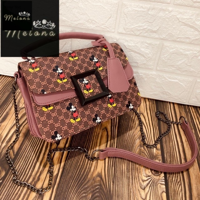 ( BISA COD ) PROMO SALE TAS WANITA HANDBAG GUCCI FEBBY MICKEY MOUSE SLING BAG IMPORT MURAH BAGUS