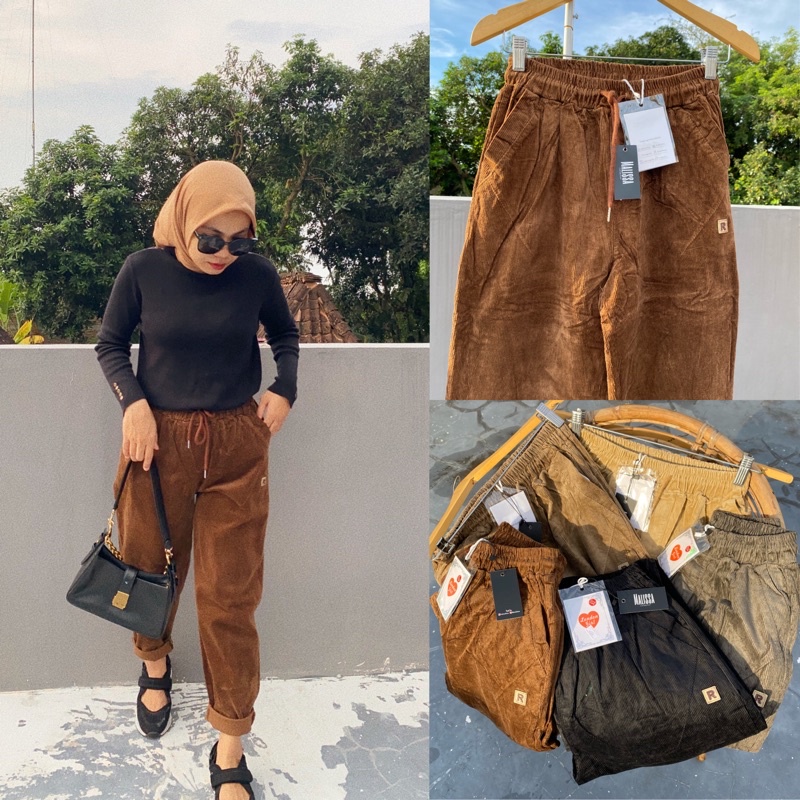 Celana Boyfriend Suede Corduroy Pants Jumbo Premium London Import
