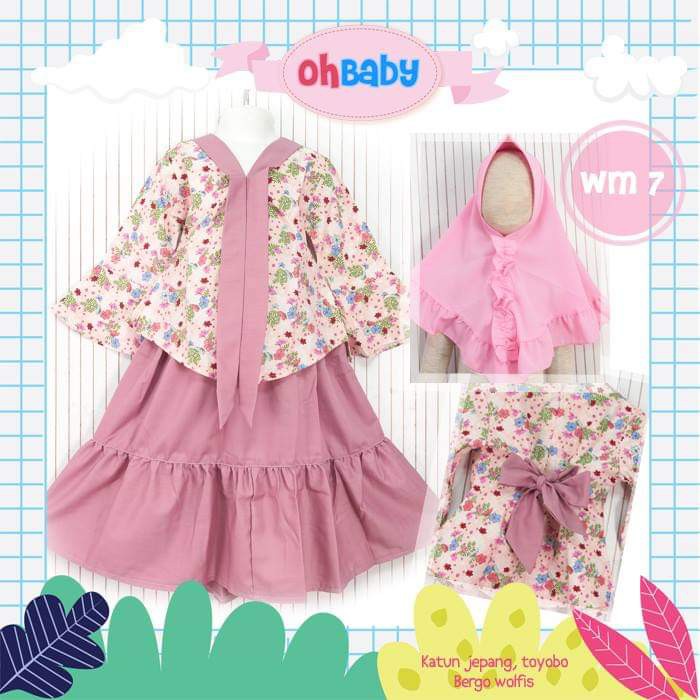 Kebaya Modern Anak Pink Syari