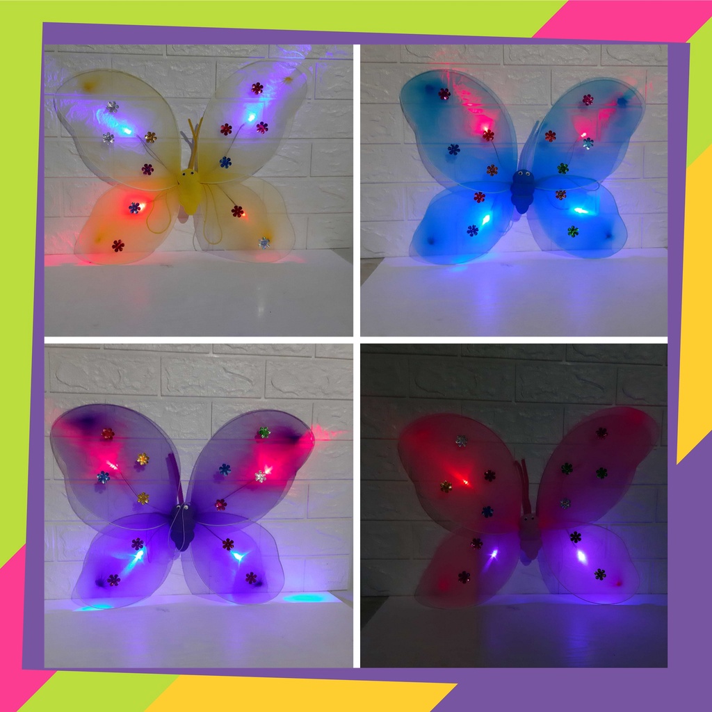 1184D1 / Set sayap kupu kupu LED / Bando Mahkota / Tongkat Peri